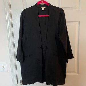 Eileen Fisher Open Front Stretch Linen Jacket - Black size XL
